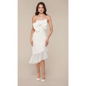 Anne Barge Stand By Me Bridal Little White Dress Strapless Midi Small NWT